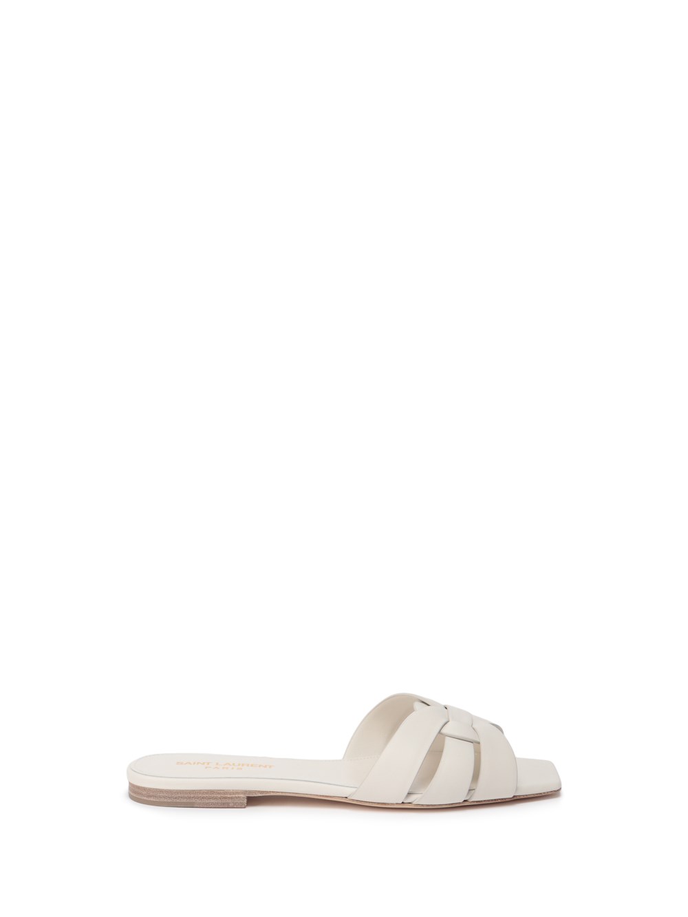 Shop Saint Laurent `tribute` Flat Sandals In Bianco