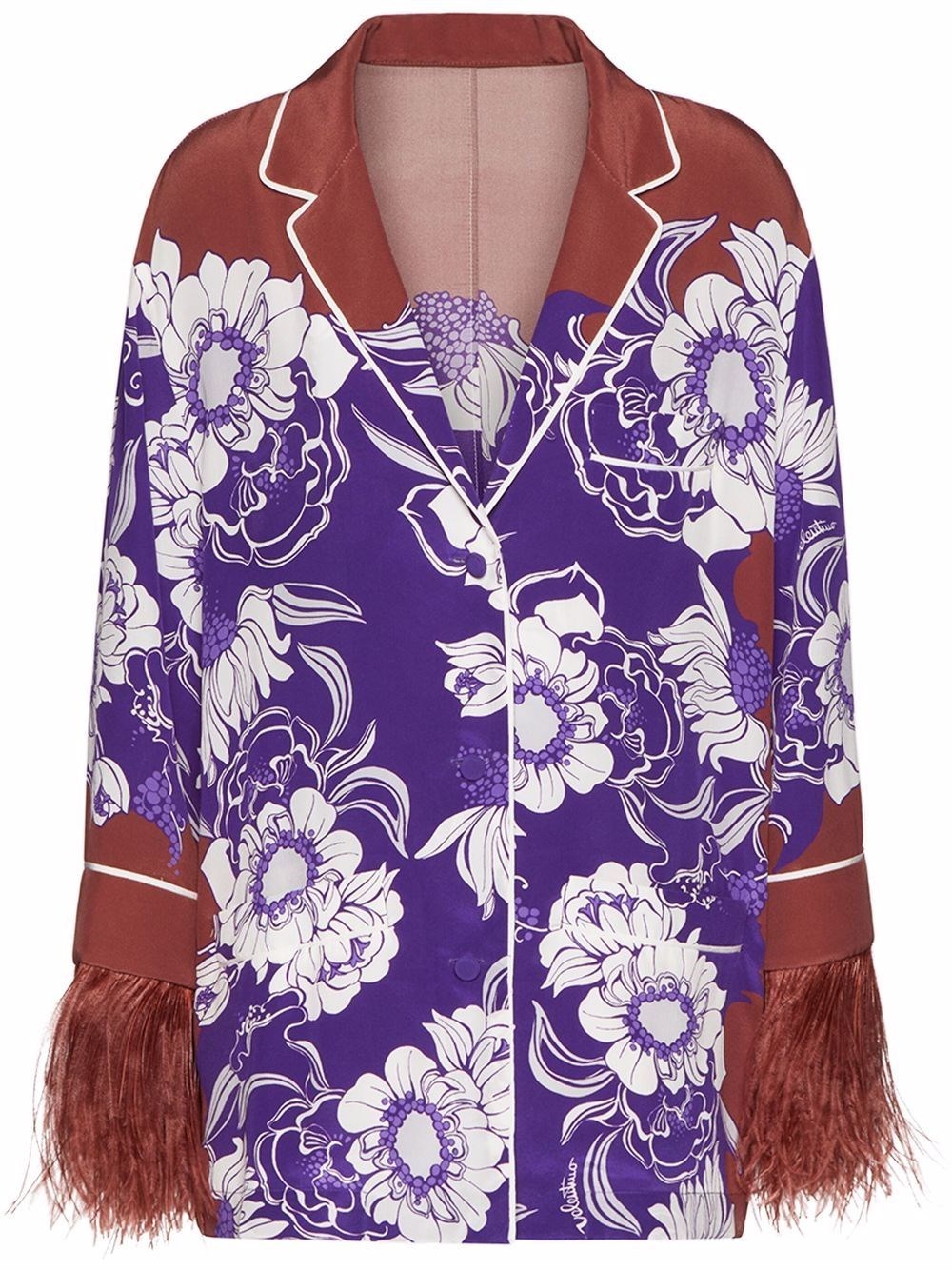 Valentino Pajamas Shirt With Feathers At Cuffs In Rosa