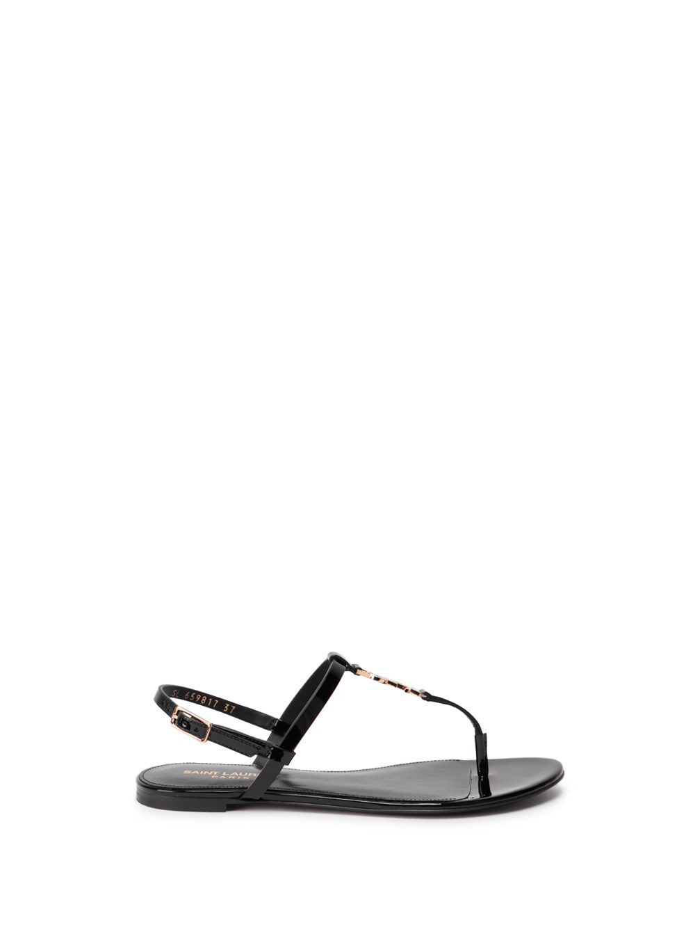 Shop Saint Laurent `cassandra` Flat Sandals In Nero