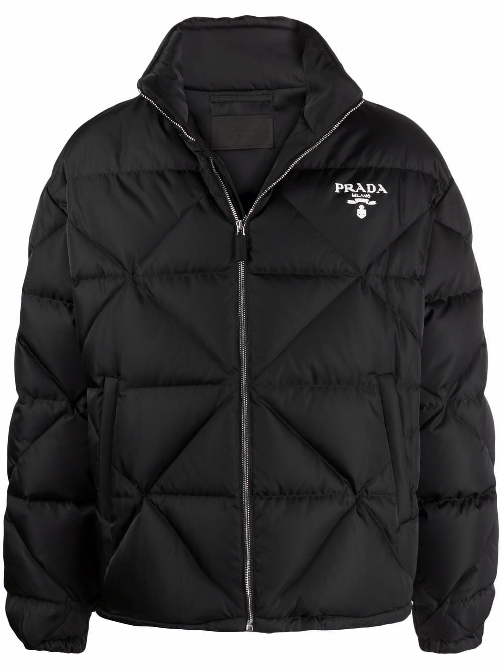 Shop Prada `re-nylon` Down Jacket In Black  
