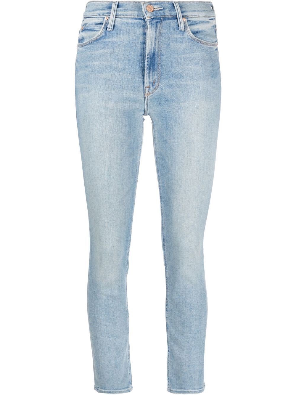 Mother The Dazzler Faded High-rise Slim-leg Jeans In Blu | ModeSens