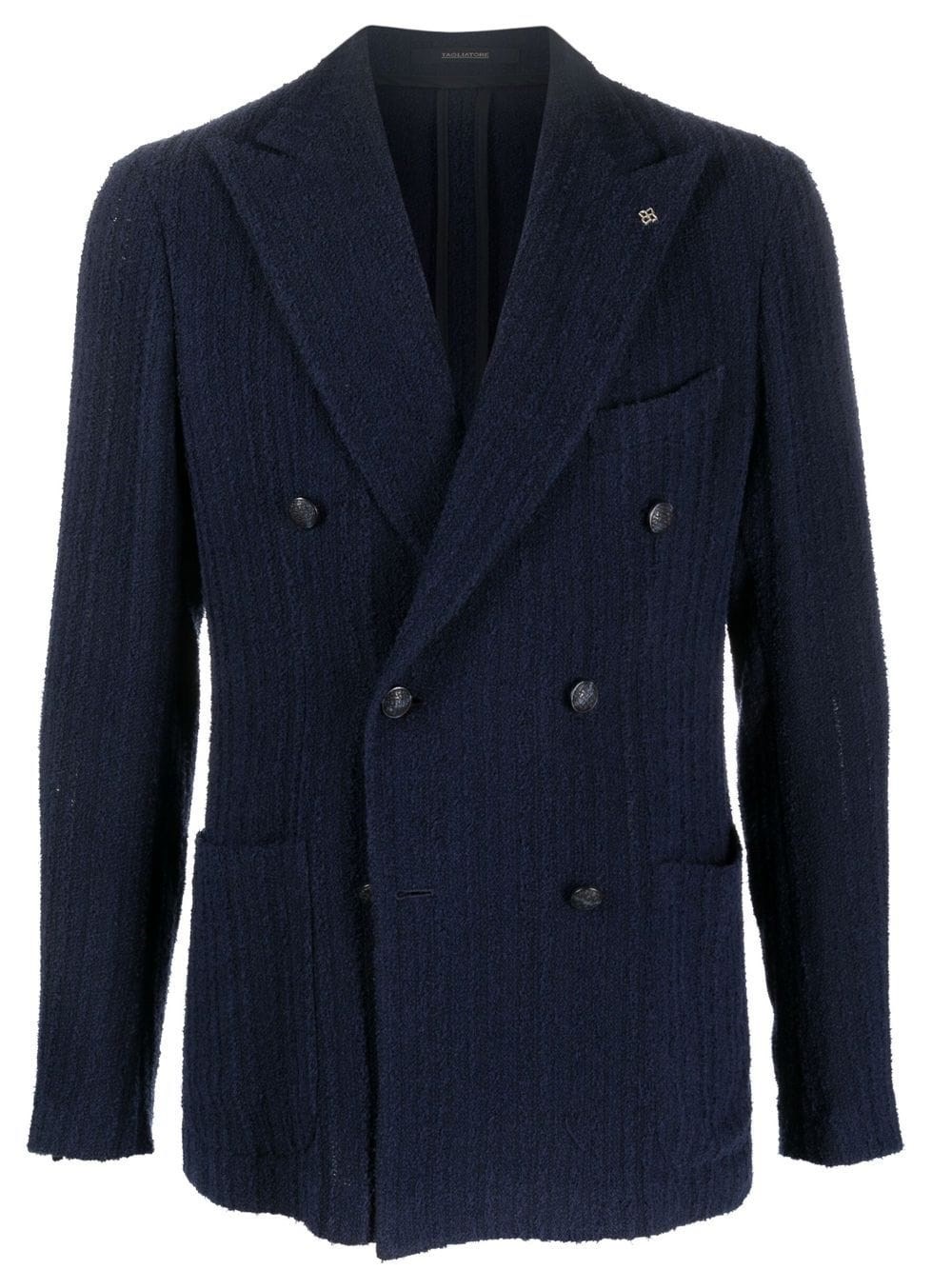 Tagliatore Double-breasted Tailored Jacket Flap Pockets In Blu