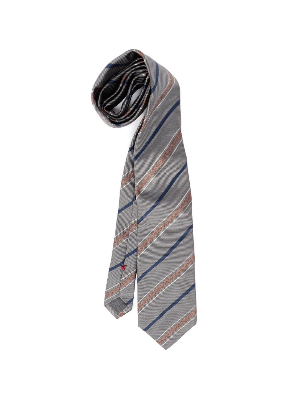 Brunello Cucinelli Striped Silk Tie In Grigio