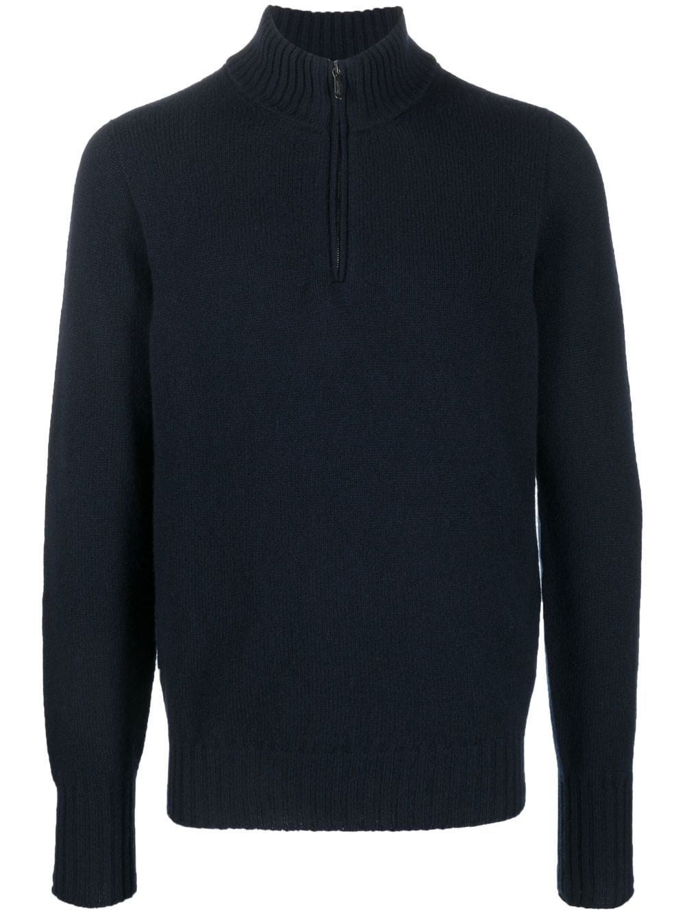 Drumohr Zip-front Knitted Jumper In Blue