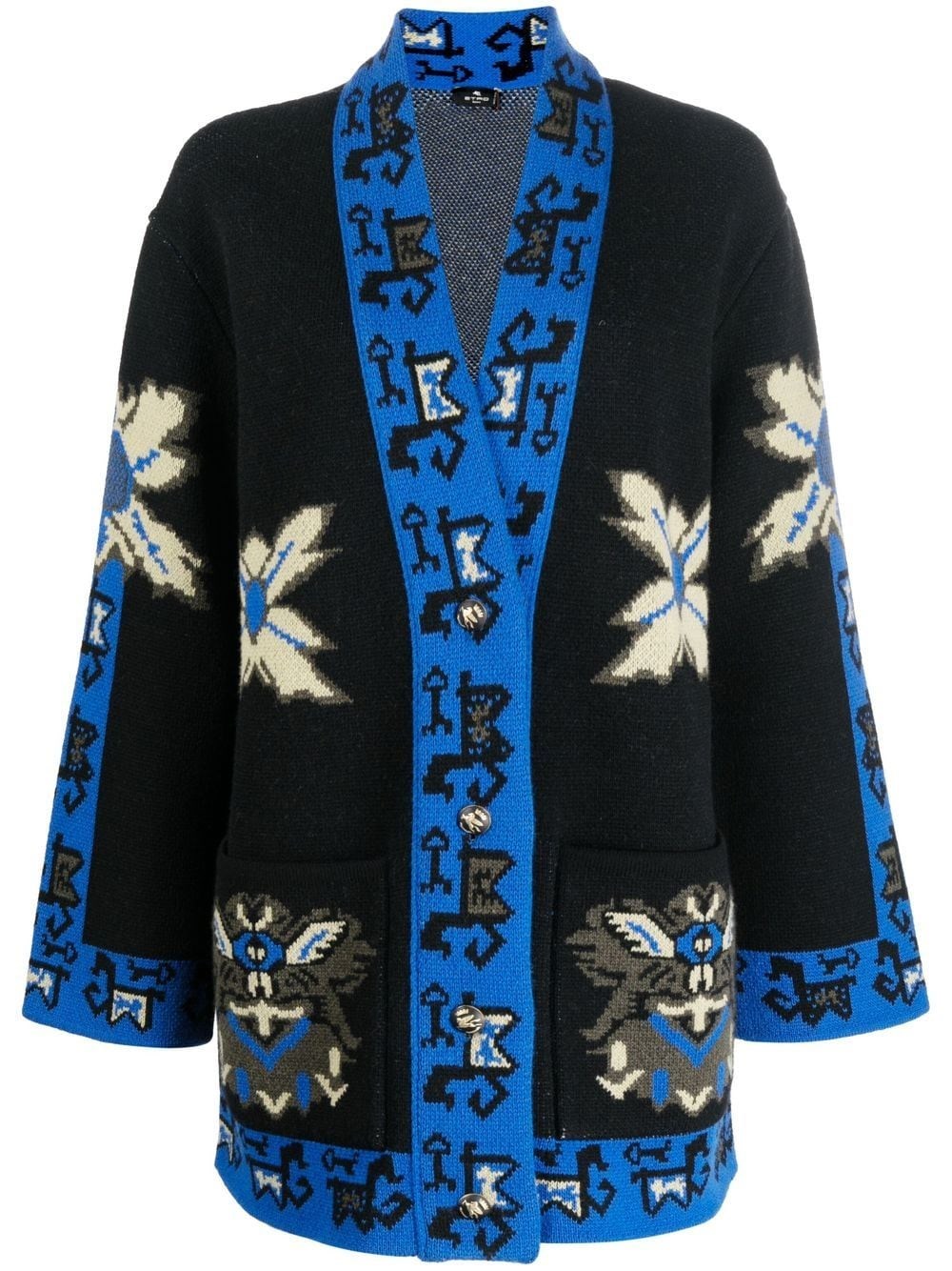 Etro Wool Coat In Nero