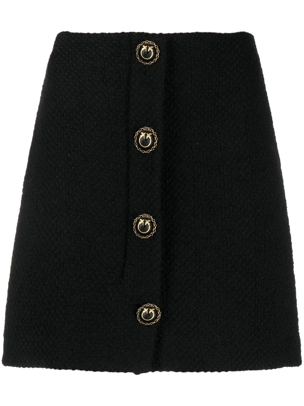 Pinko Front-button Mini Skirt In Nero