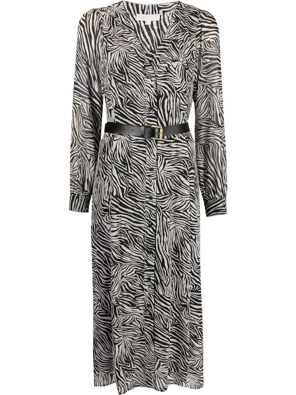 Michael Kors Zebra-print Dress In Beige