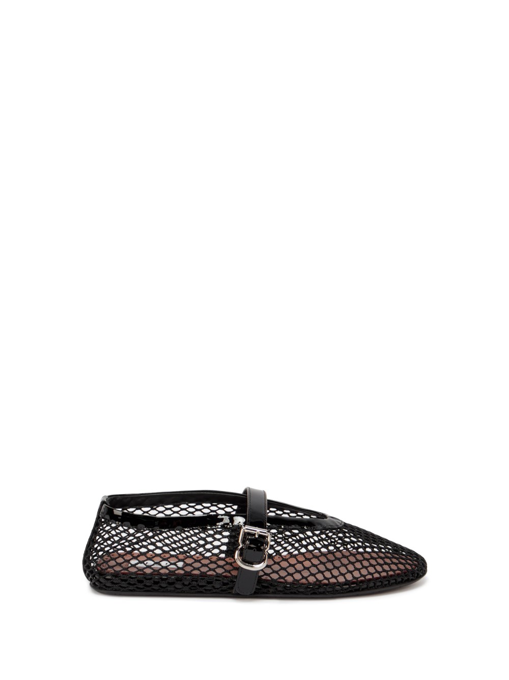 Shop Alaïa Fishnet Ballet Flats In Nero