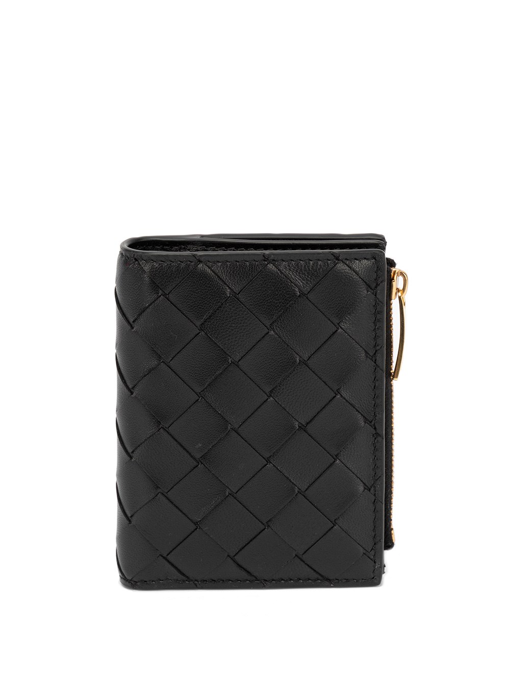 Shop Bottega Veneta `small Intrecciato Bi-fold Zip Wallet` In Black  