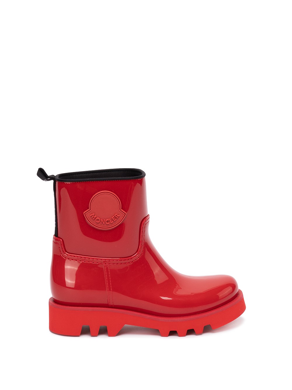 Moncler Ginette Waterproof Rubber Rain Boots In Rosso