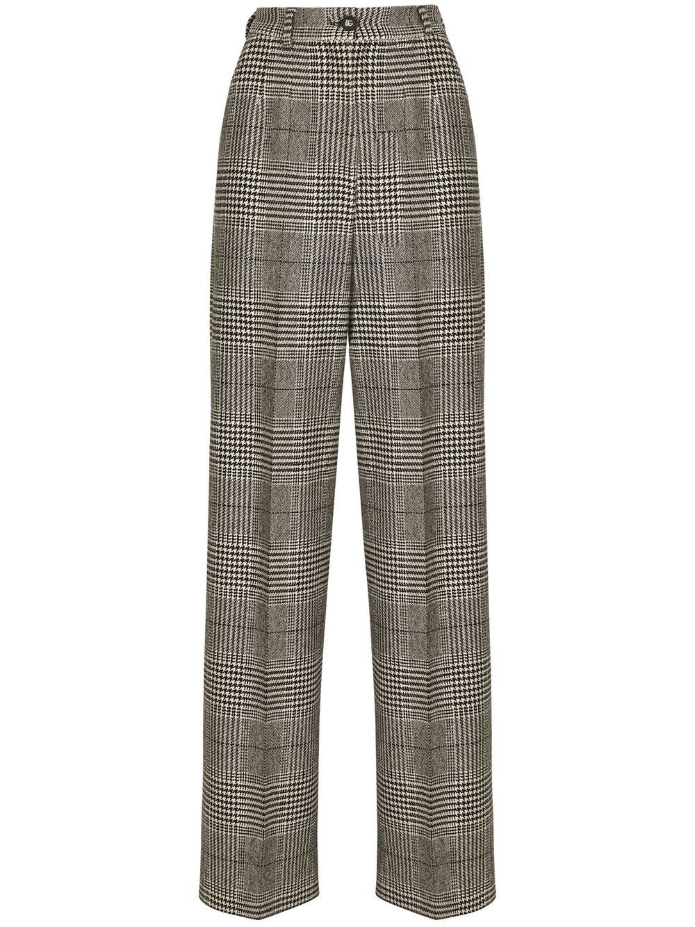 Dolce & Gabbana Check-pattern Virgin Wool Wide-leg Trousers In Multi
