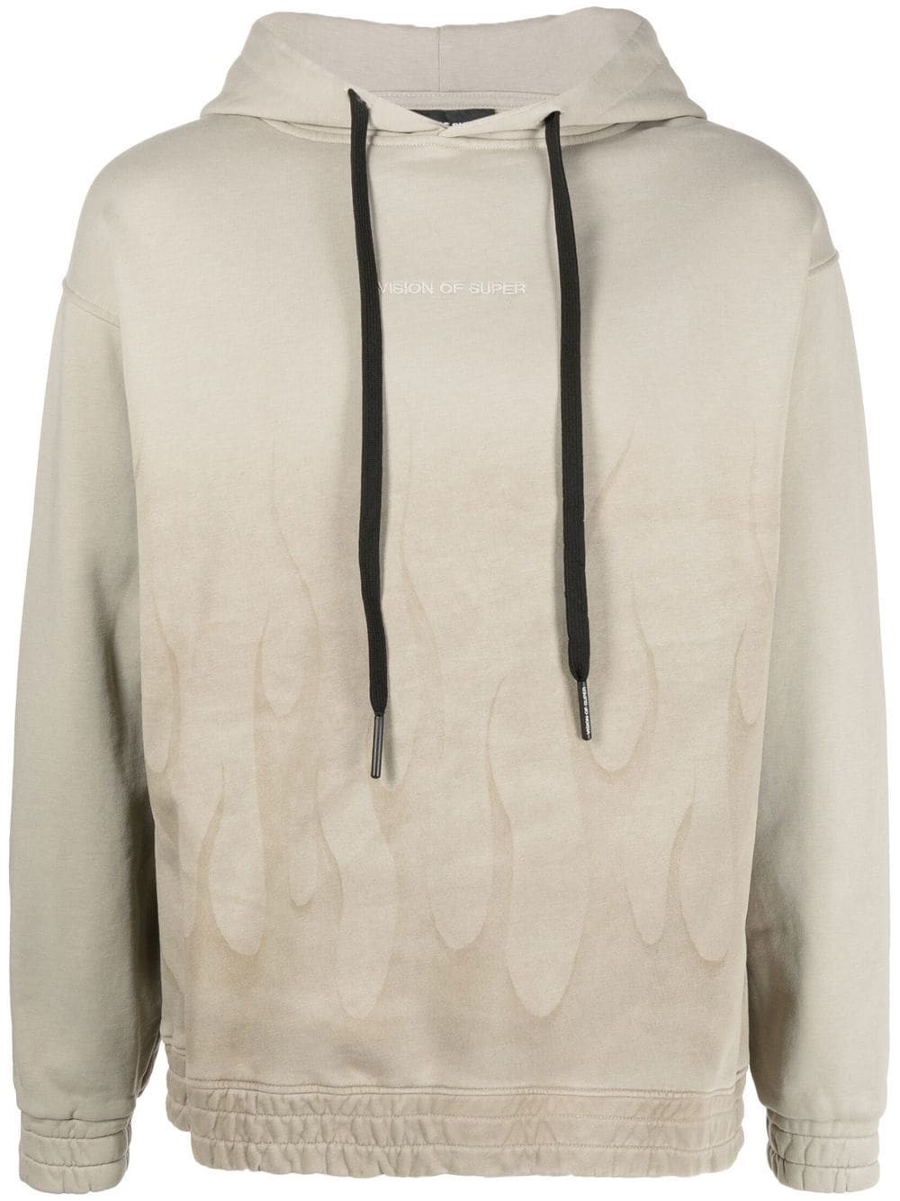 Vision Of Super London Fog Hoodie With Corrosive Flames In Grigio