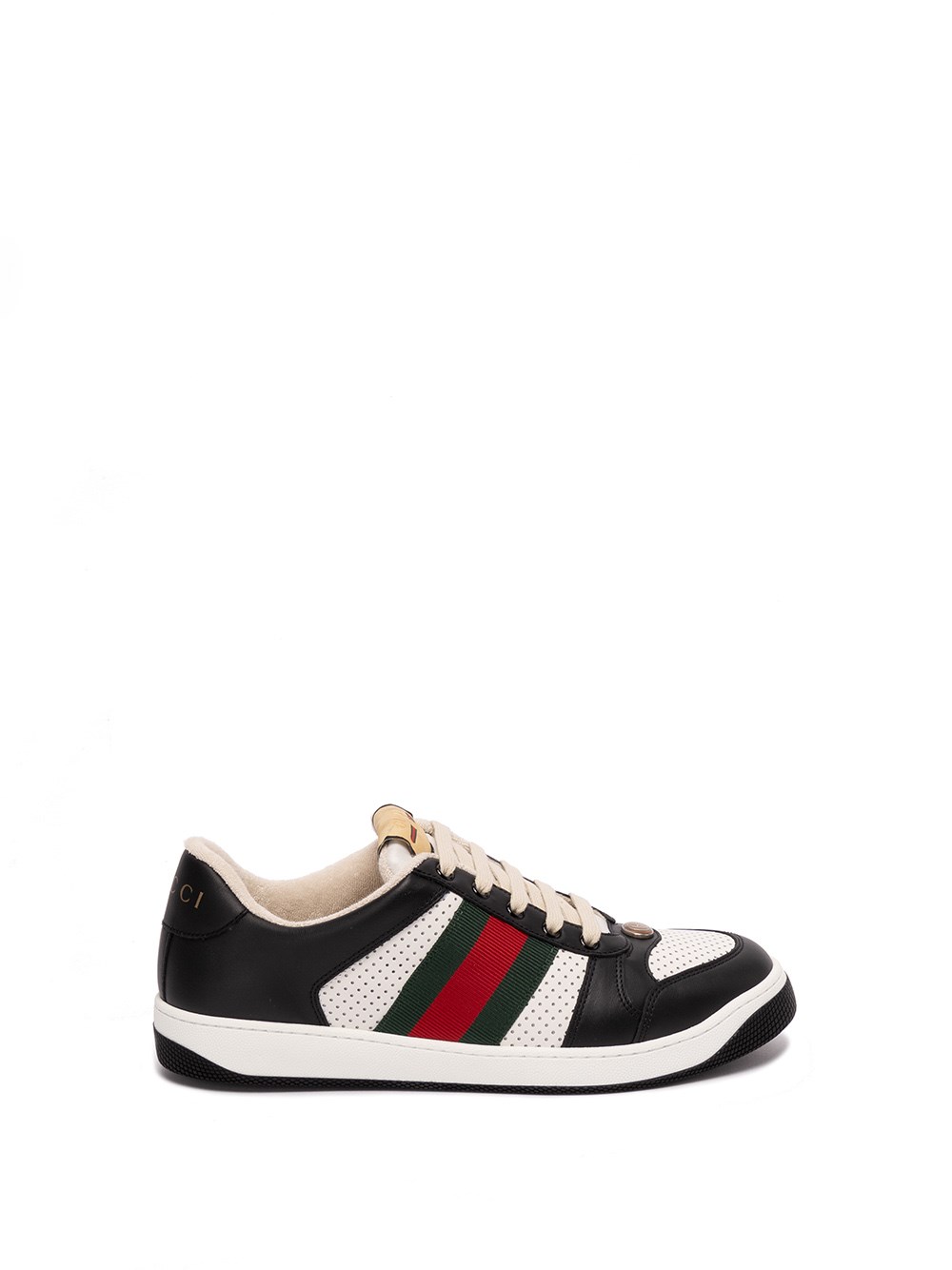 Gucci Screener Web Stripe Lace-up Sneakers In Nero