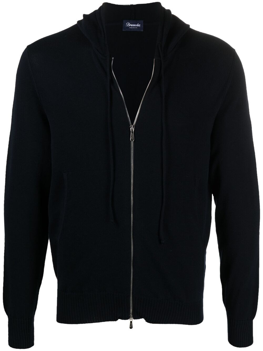 Drumohr Knitted Zip-up Hoodie In Blu