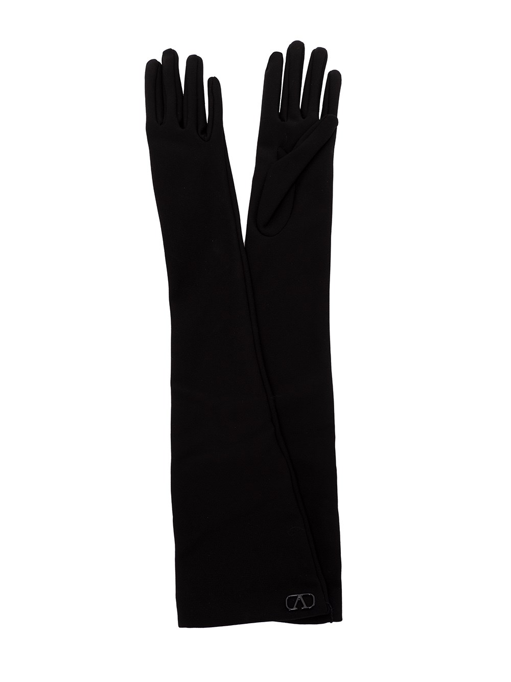 Valentino Long Sleeved Gloves (37cm) Vlogo Signature In Nero