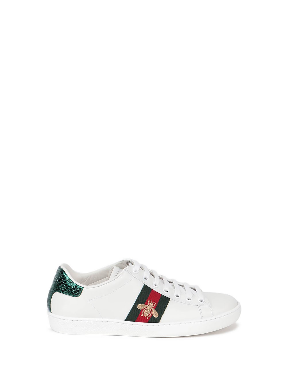 Shop Gucci `ace` Sneakers With Bee In White