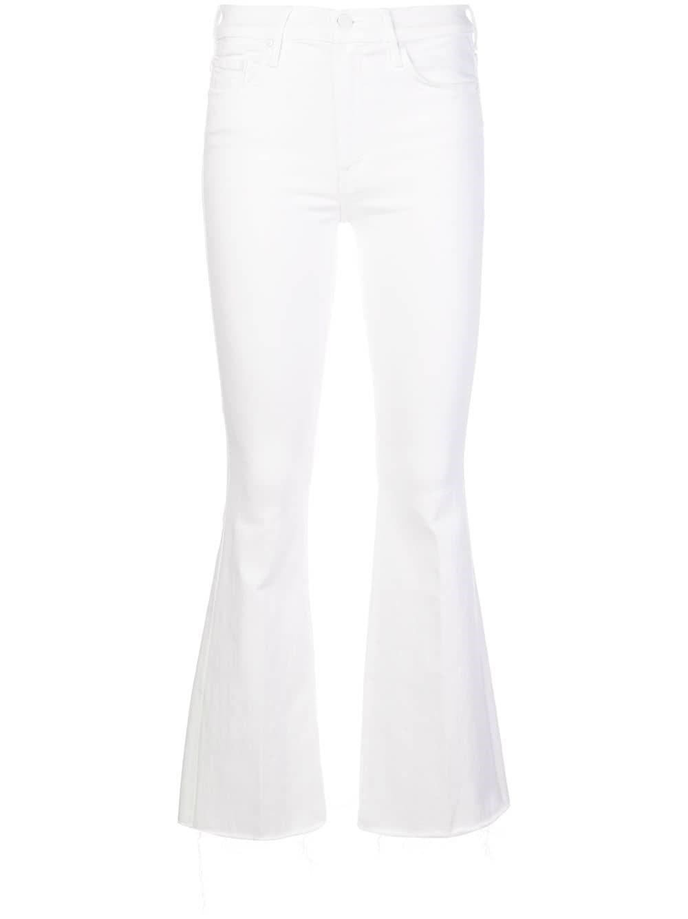 Shop Mother `the Weekender Fray` Flare Jeans In Bianco