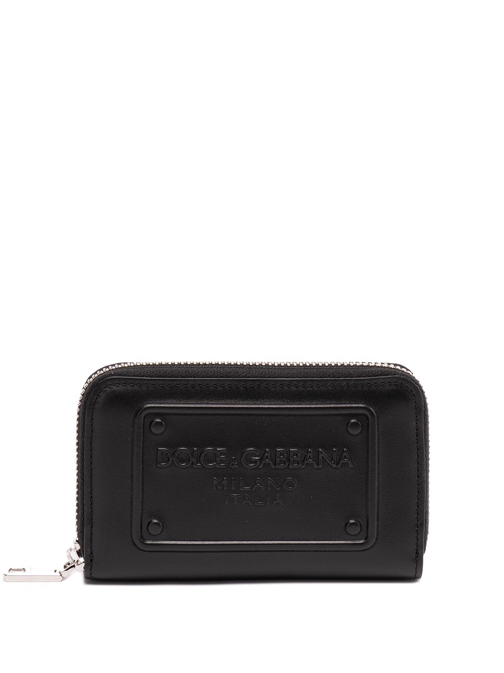 Shop Dolce & Gabbana Small Zip-around Wallet With Raised Logo In Nero
