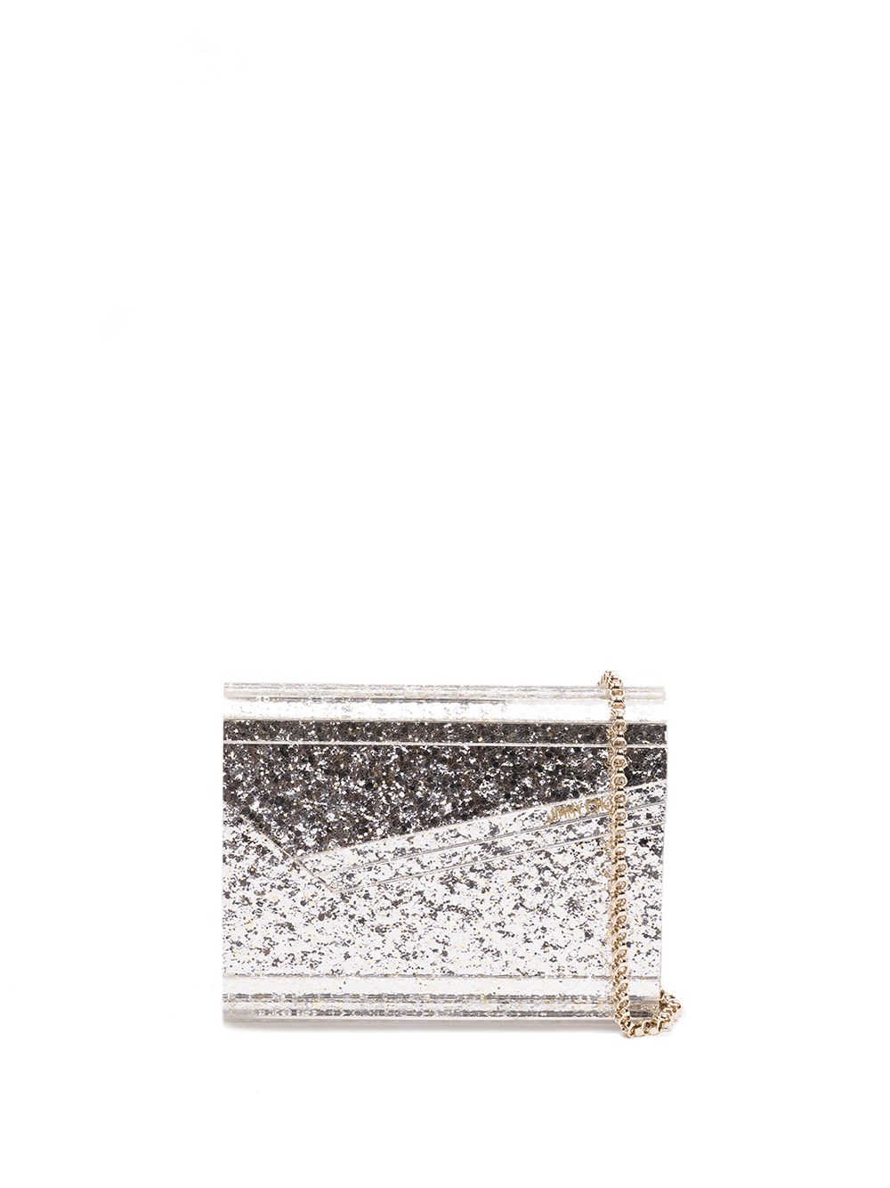 Jimmy Choo 'candy' Champagne Clutch Bag With All-over Coarse Glitter In Metallic
