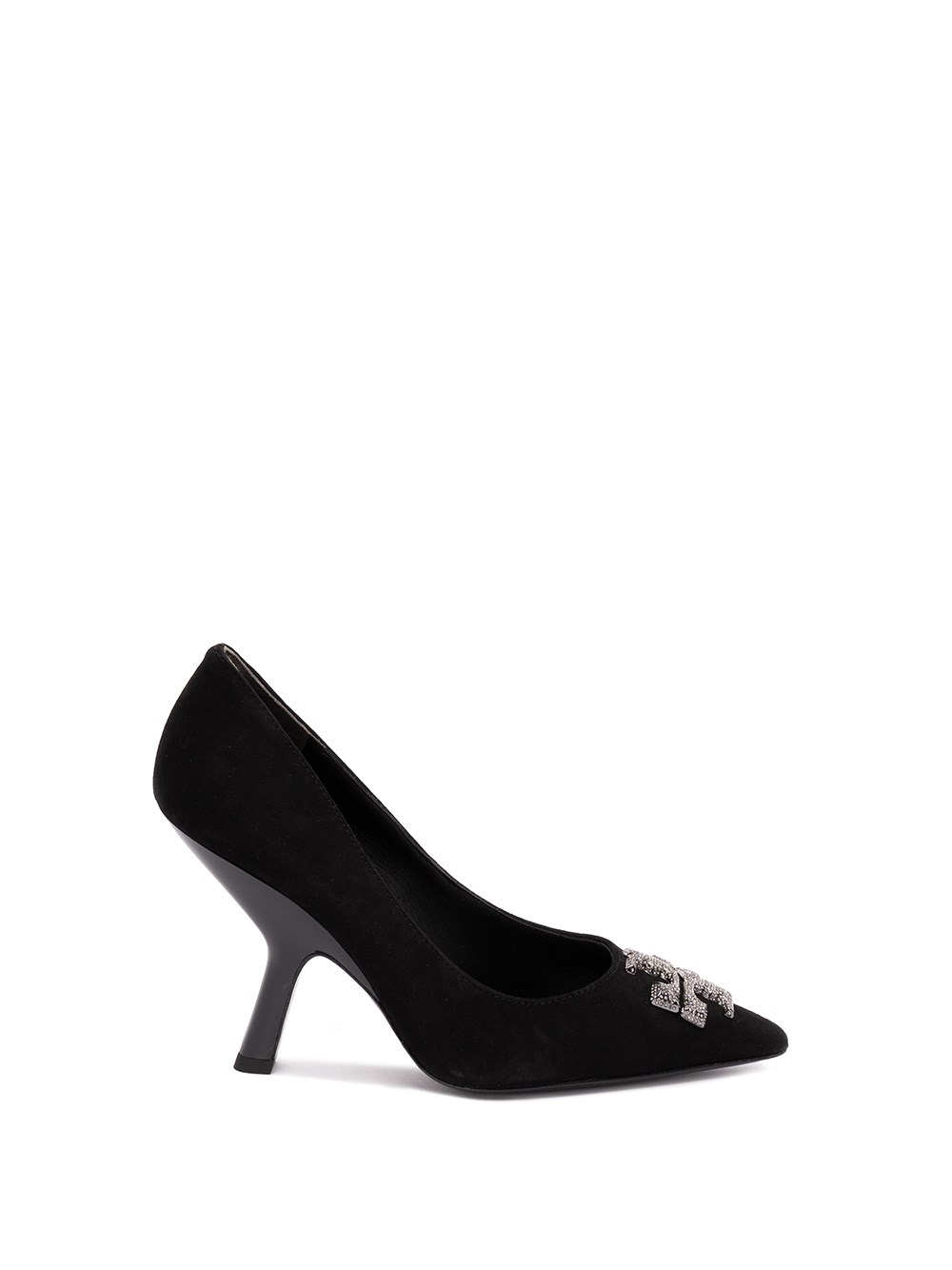 Tory Burch Eleanor Embellished Suede Pumps In Nero