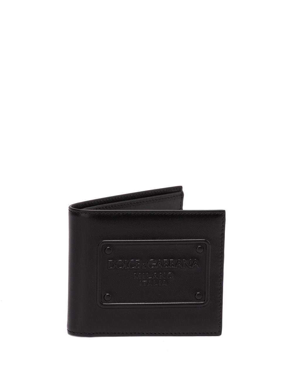 Shop Dolce & Gabbana Bi-fold Wallet With Raised Logo In Nero