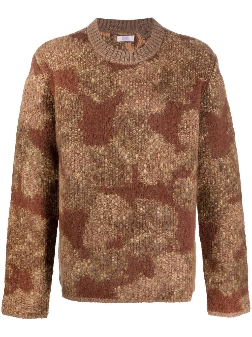 Erl Unisex Round Neck Jacquard Sweater Knit In Marrone