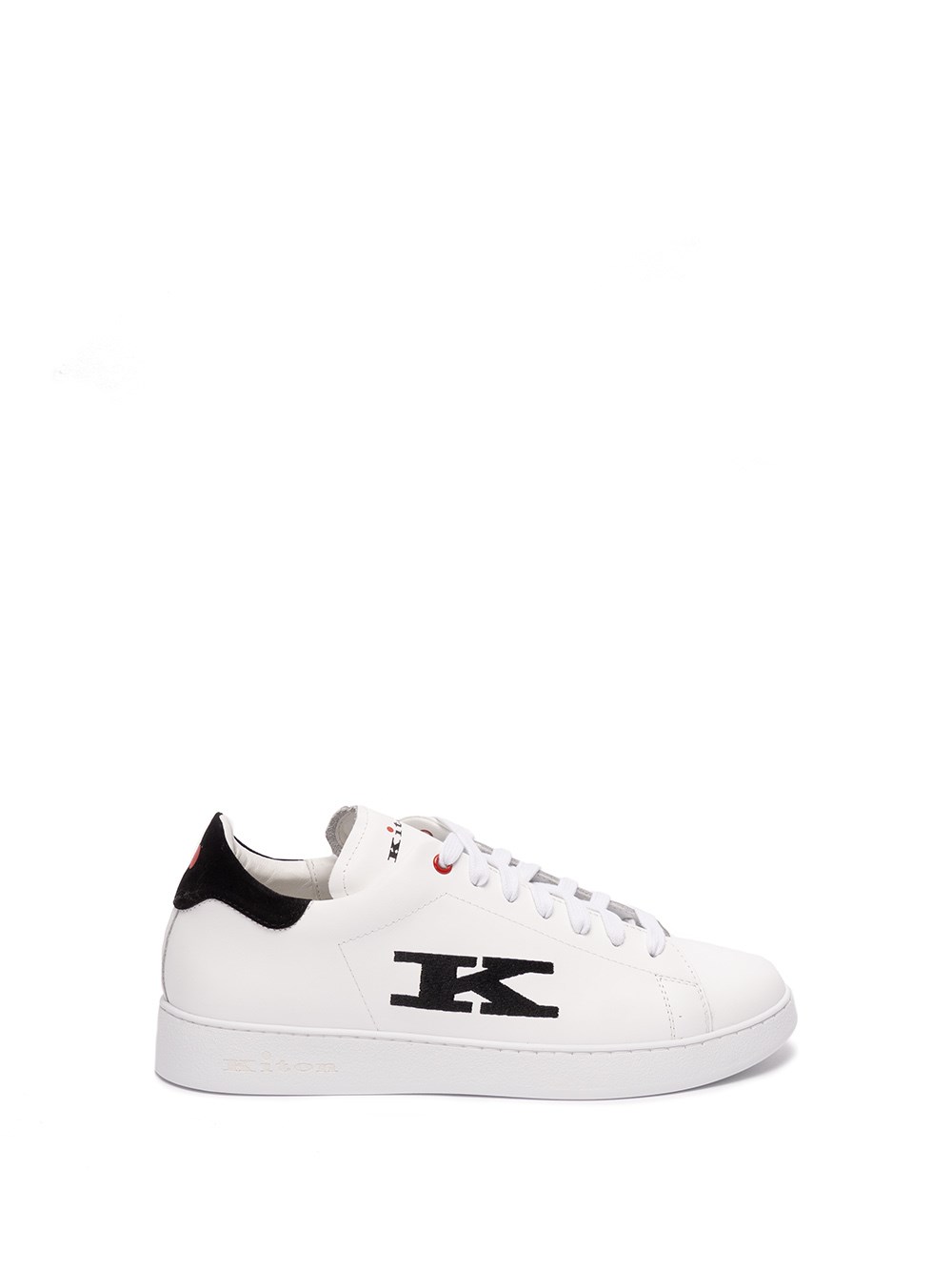 Kiton K Logo Leather Sneakers In Bianco