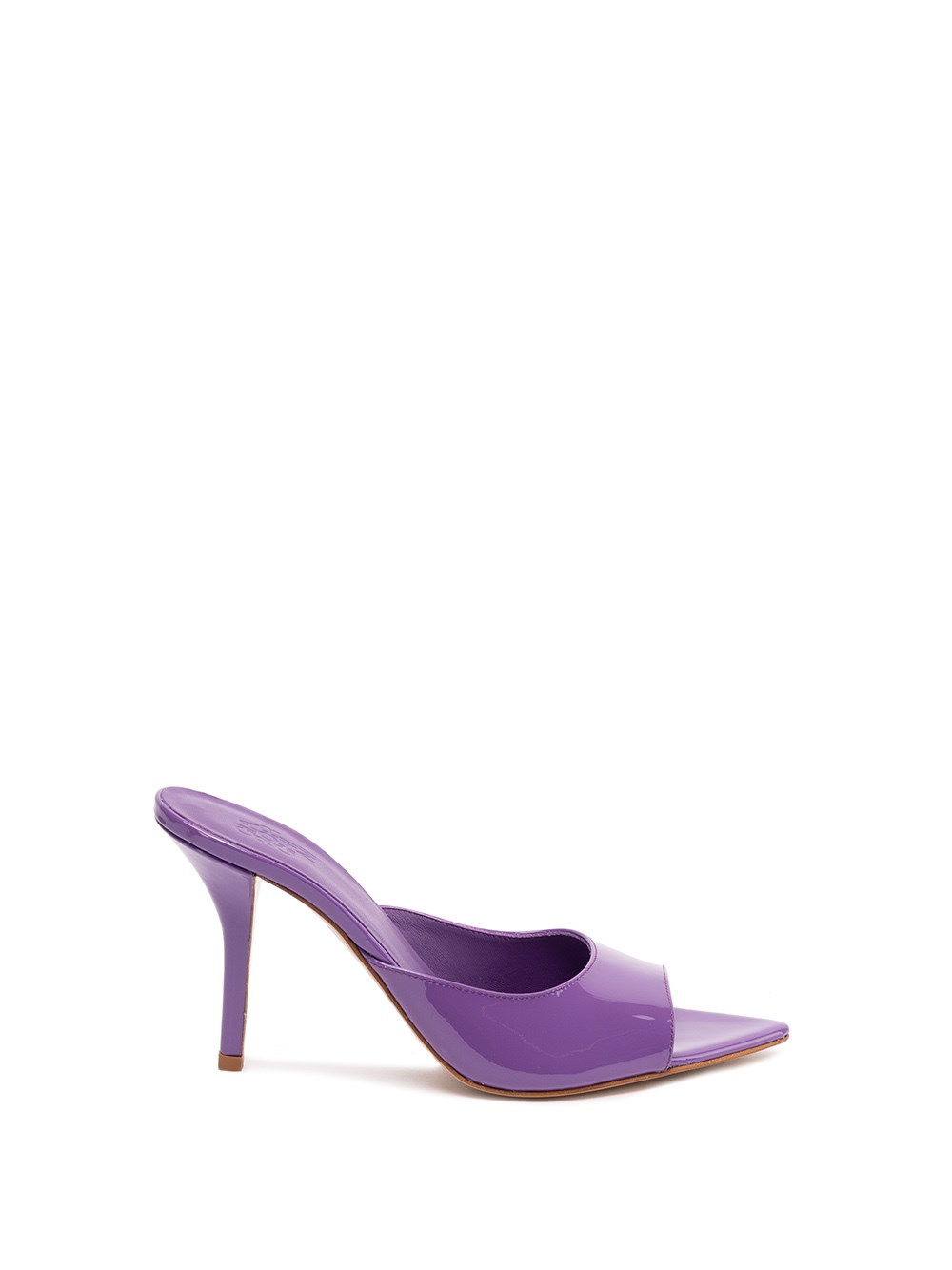 Gia Borghini Glossy Pointed Toe Sandals With 10cm Stiletto Heel In Purple