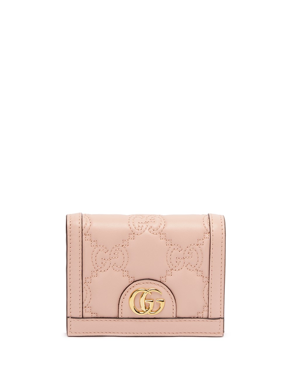 GG Matelassé card case wallet in light pink leather