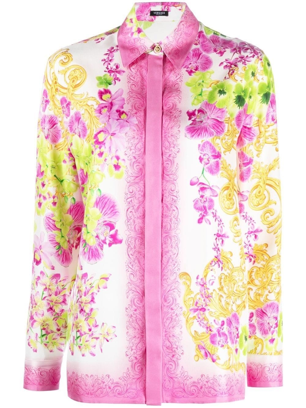 VERSACE `ORCHID FOULARD` PRINT FORMAL SHIRT