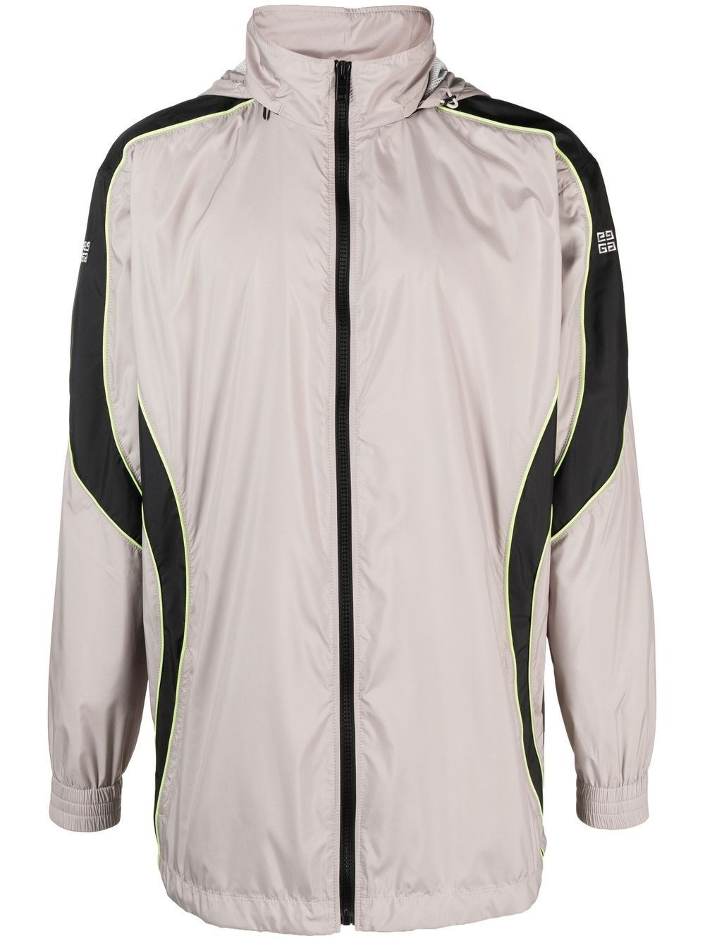 Givenchy Logo Zip-up Jacket With High Neck And Pockets In Grigio