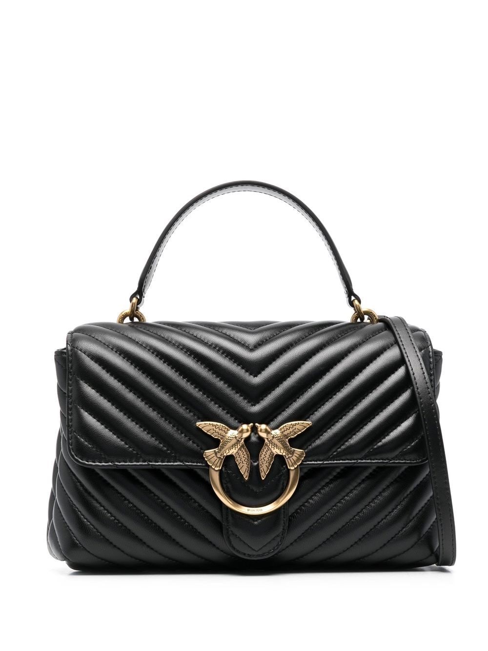 Shop Pinko Classic `lady Love Puff Chevron` Handbag In Black  