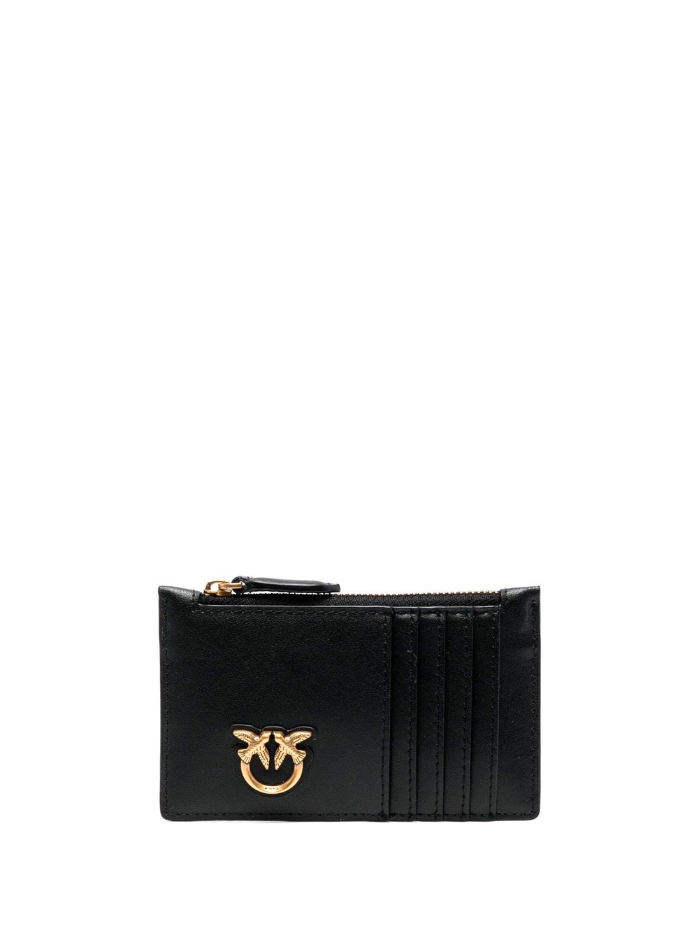 Pinko Leather Zipped Card Holder In Black