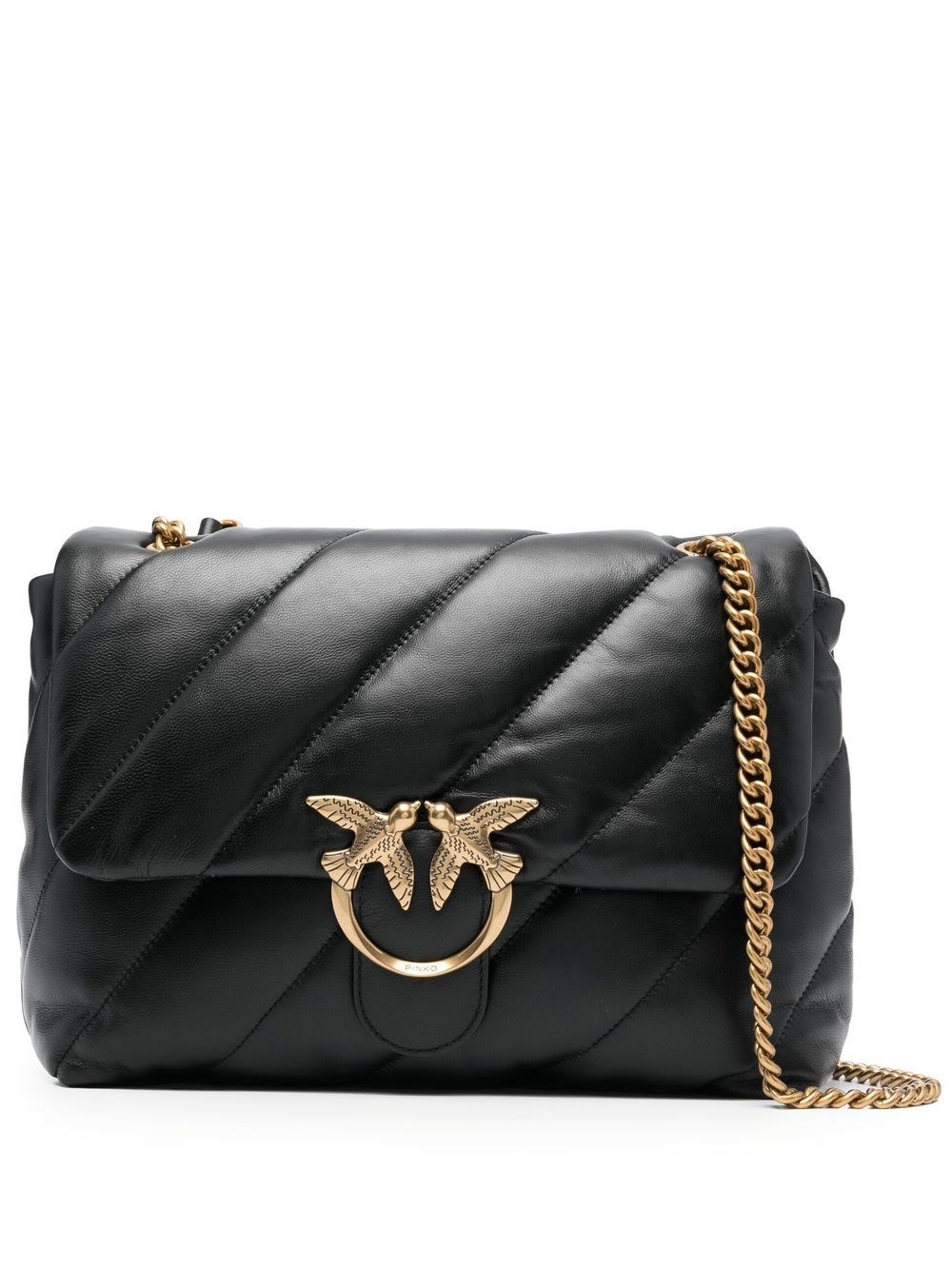 Shop Pinko Big `love Puff Maxi Quilt` Handbag In Black  