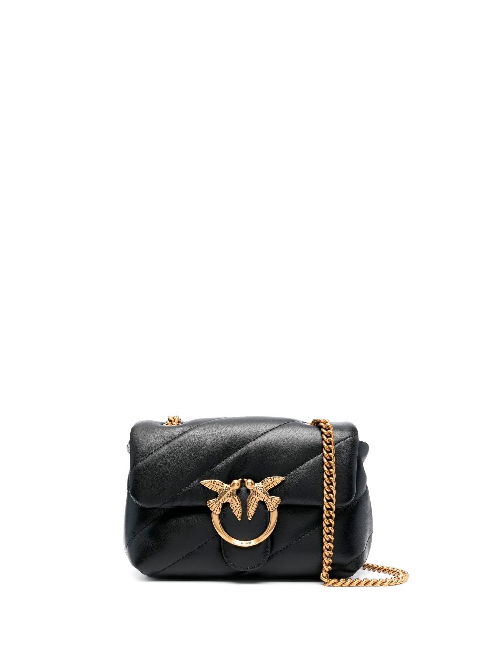 Pinko Baby Love Puff Maxi Quilt Leather Crossbody Bag In Black