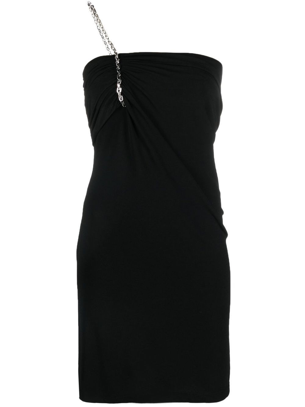 GIVENCHY STRAPLESS DRAPED MINI DRESS WITH CHAIN