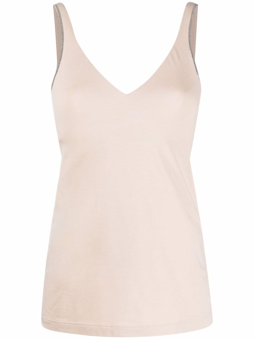 Brunello Cucinelli Stretch-cotton Tank Top In Beige