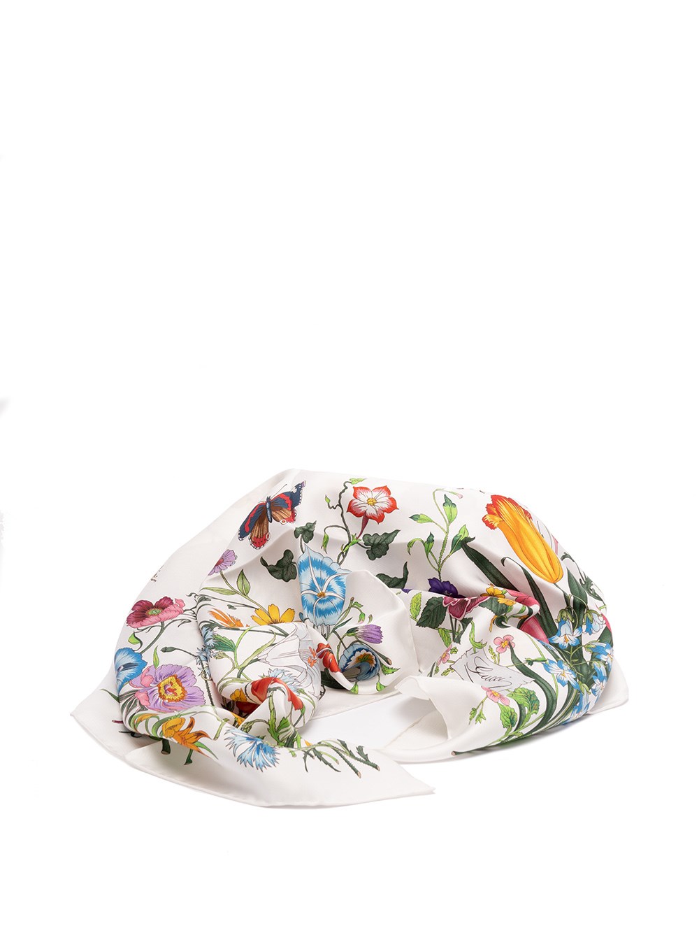 Gucci `fly Flora` Foulard In Bianco | ModeSens