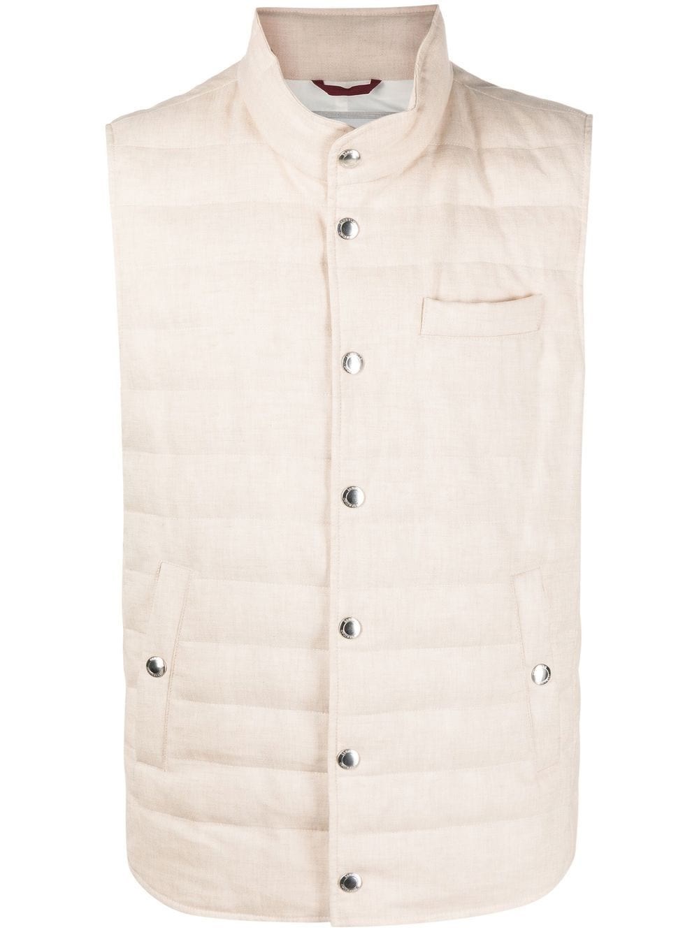 Brunello Cucinelli Water Resistant Padded Vest In Beige