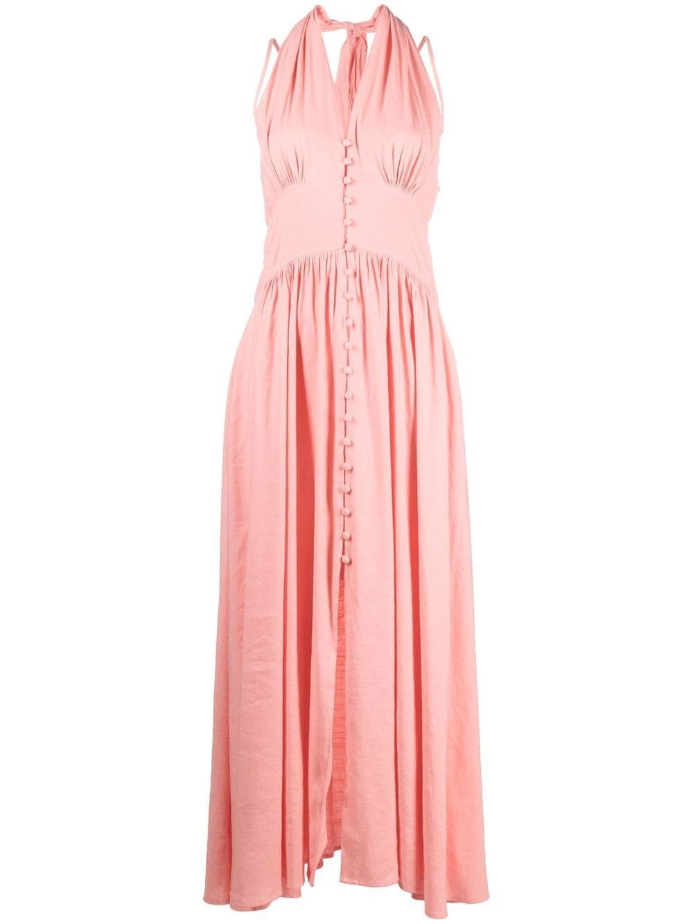 Cult Gaia Ozia Linen-blend Halterneck Maxi Dress In Rosa