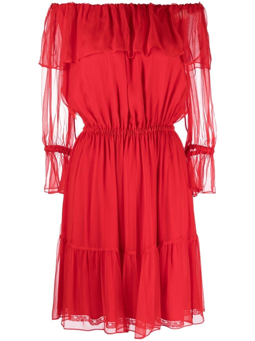 Gucci Chiffon Mini Dress In Red