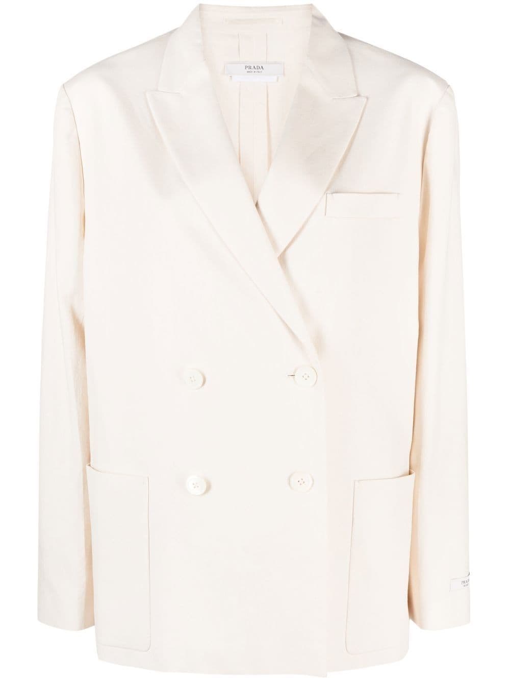 Prada Double-breasted Button Blazer In Beige