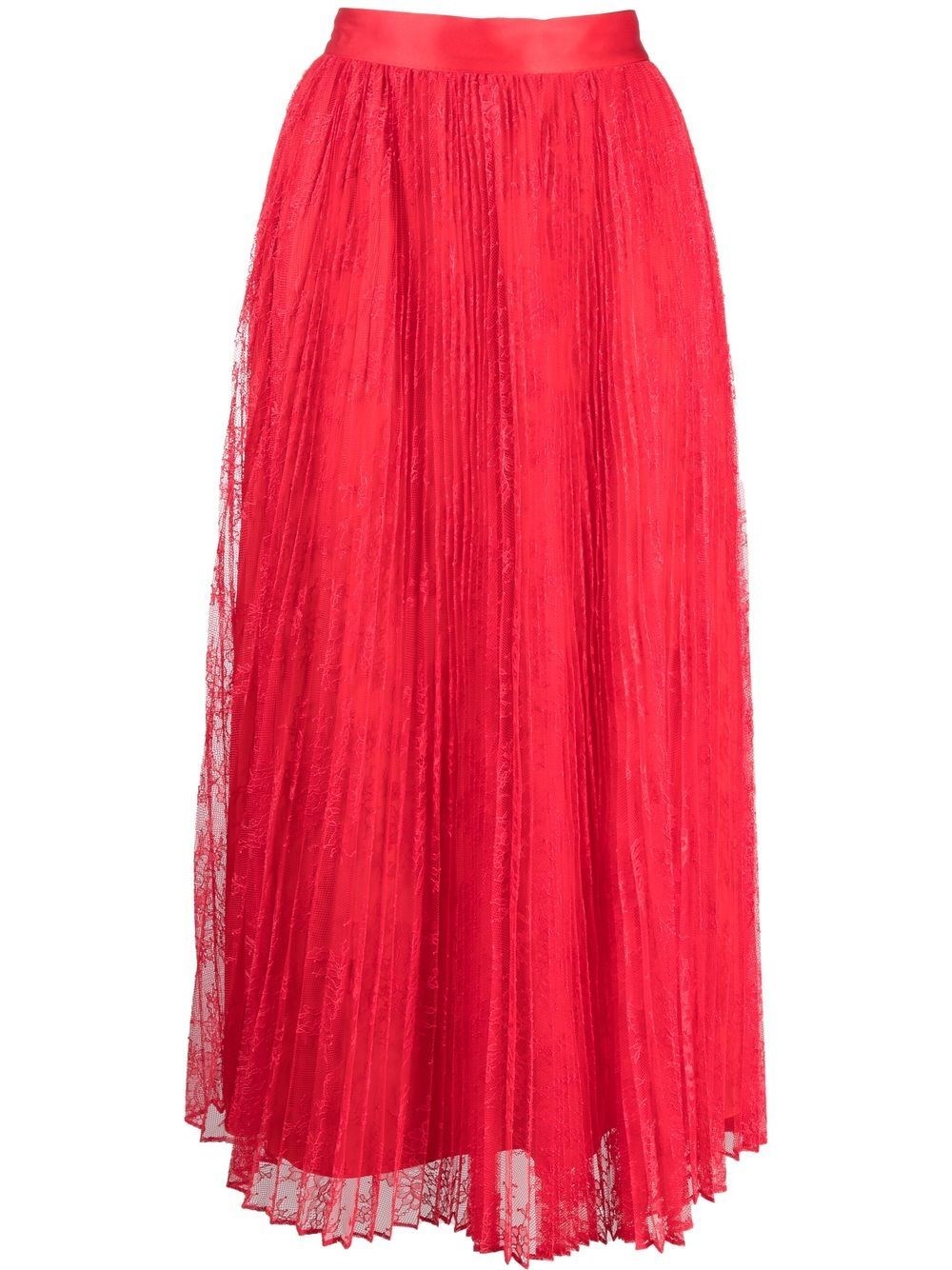 Twinset Maxi Skirt In Red With Side Slit Flared Skirt In Pink