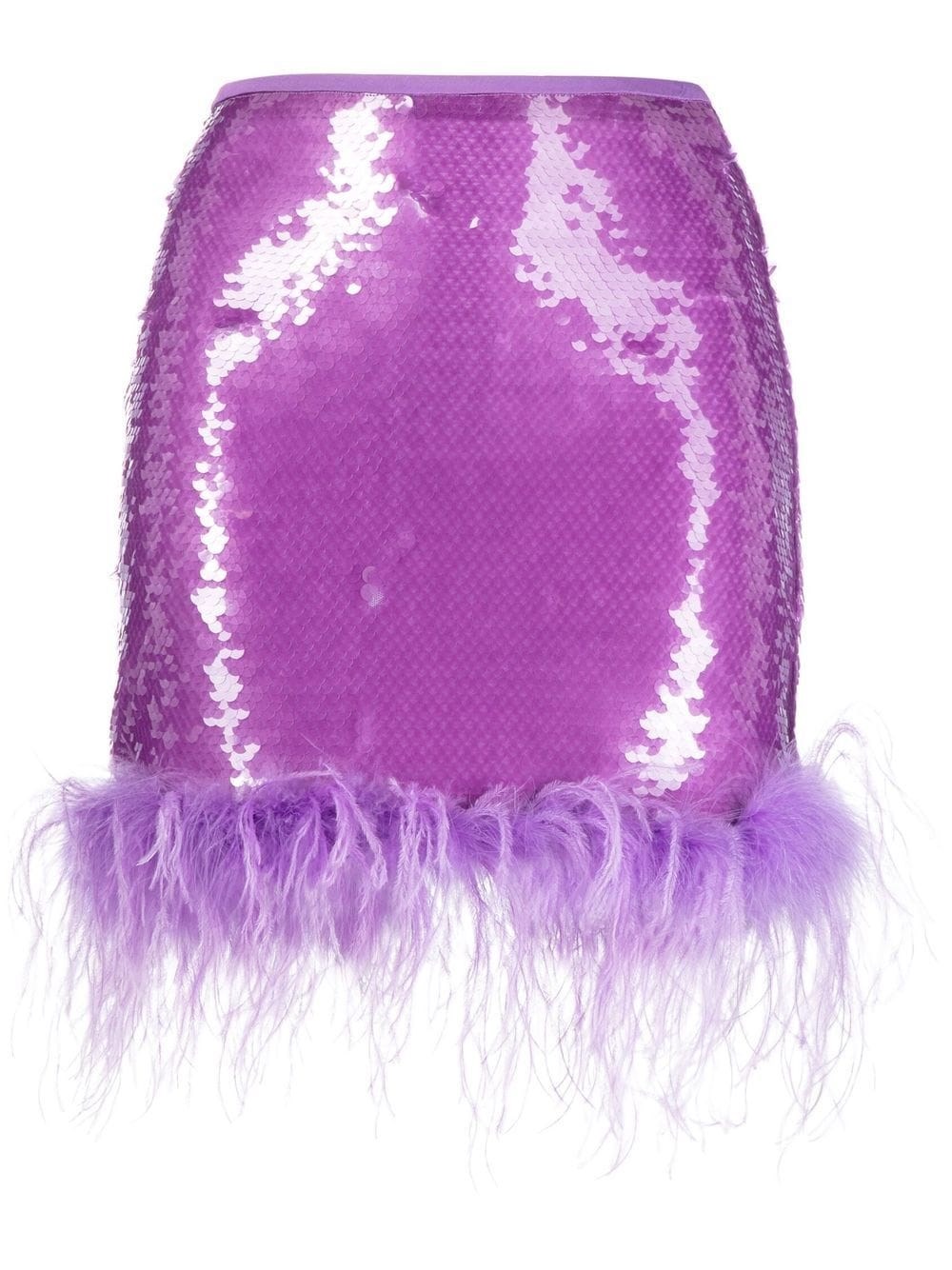 Giuseppe Di Morabito Feather-trimmed Sequined Miniskirt In Rosa