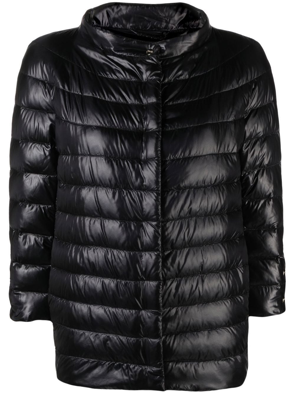 Herno Cropped Sleeve Padded Jacket In Nero