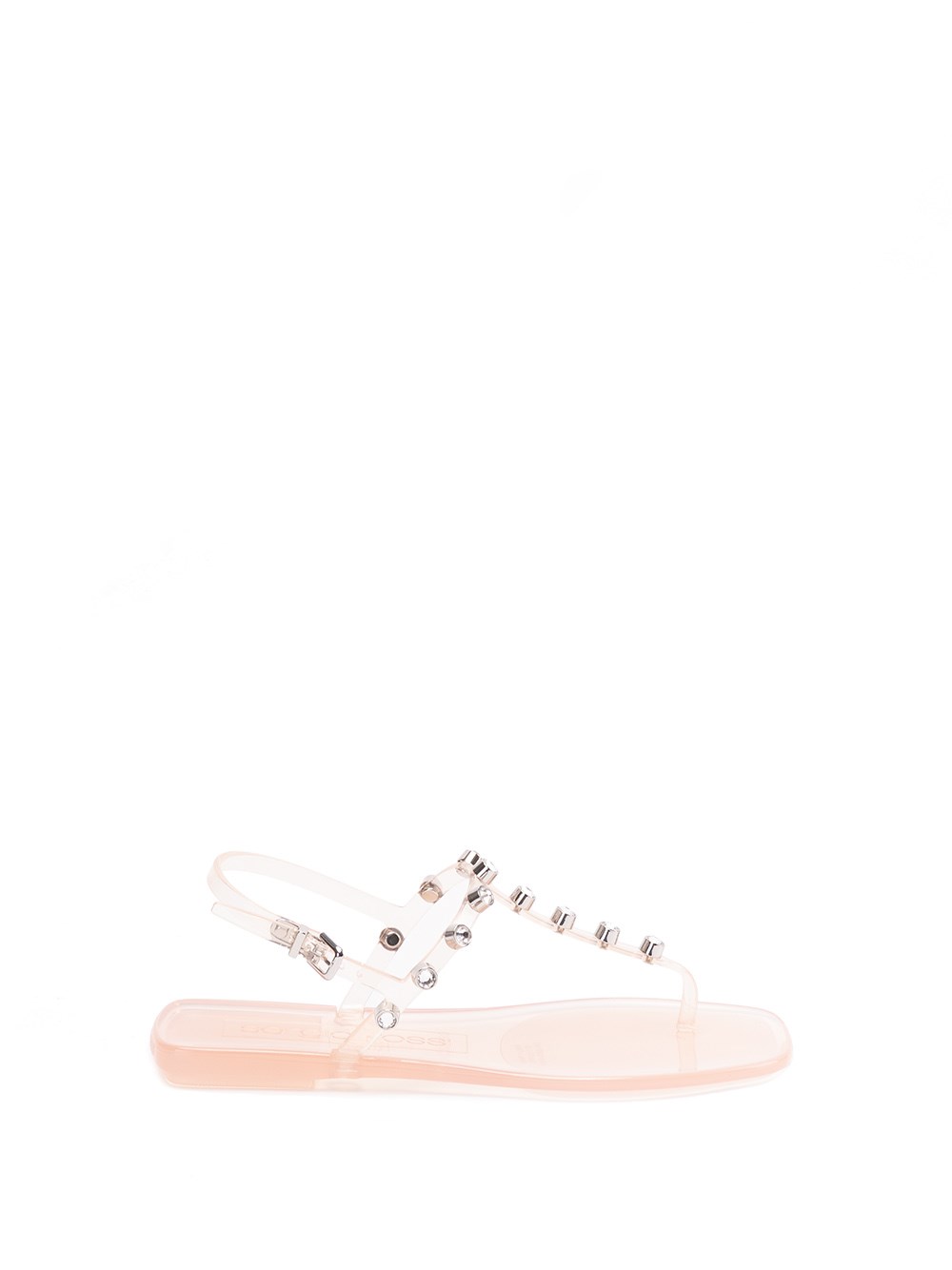 Sergio Rossi Embellished Crystal Flat Sandals In Beige