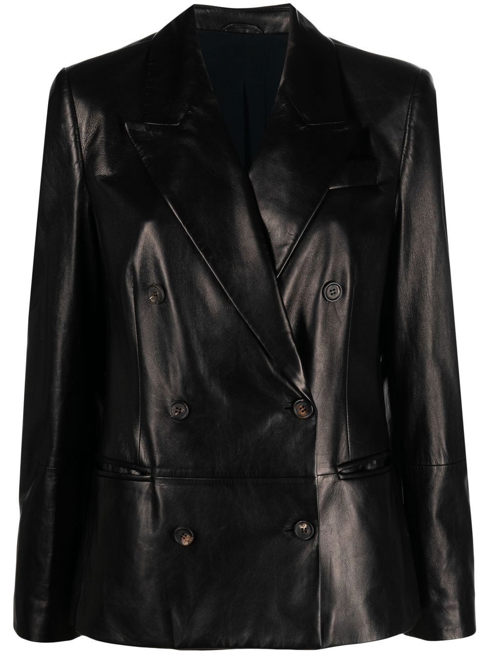 Brunello Cucinelli Leather Jacket In Nero