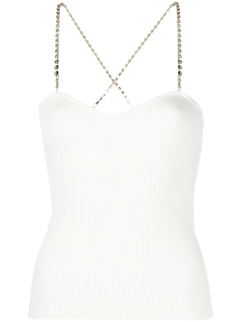 Blugirl Crystal-embellished Strap Knit Top In Beige