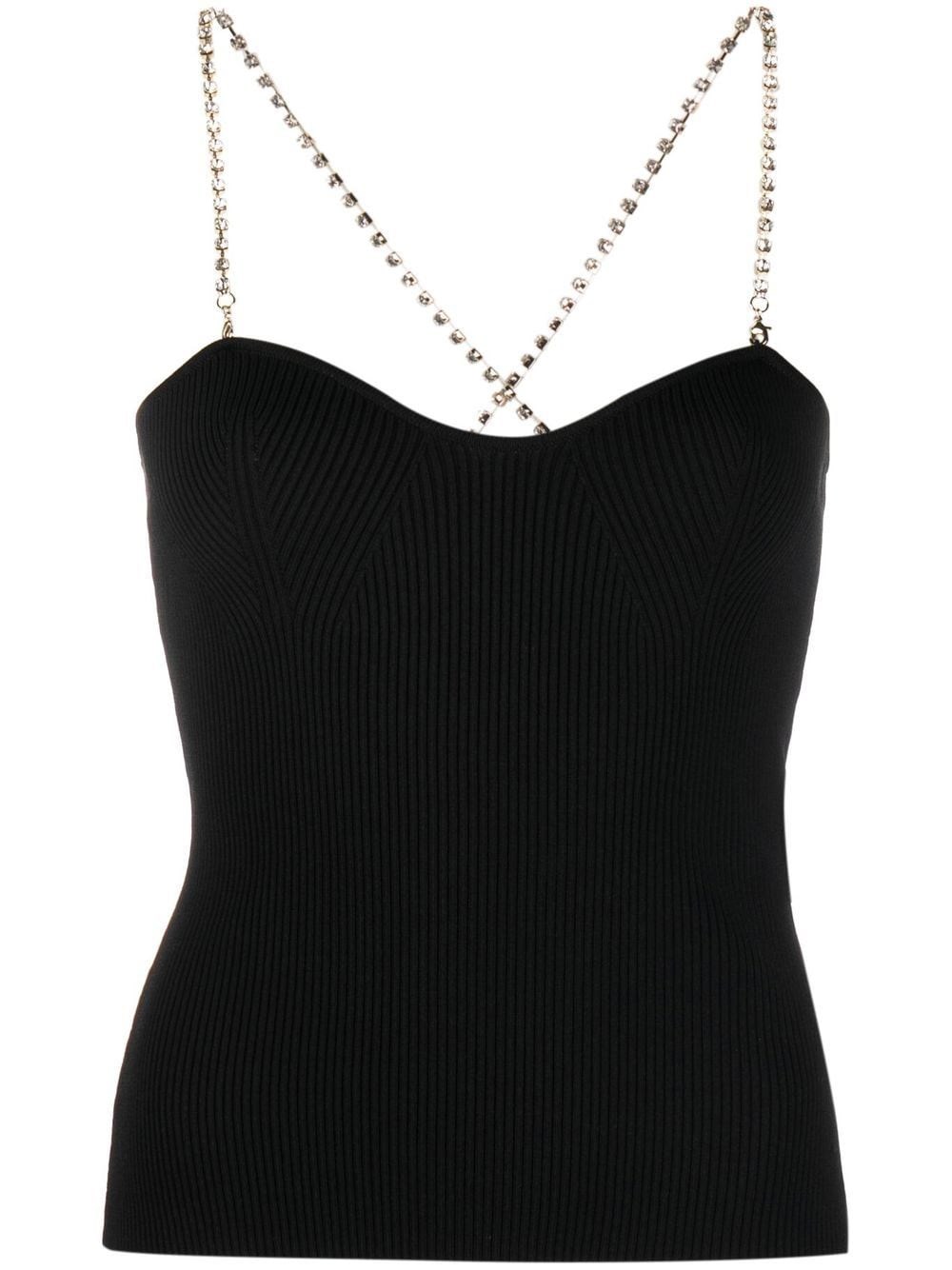 Blugirl Crystal-embellished Strap Knit Top In Nero