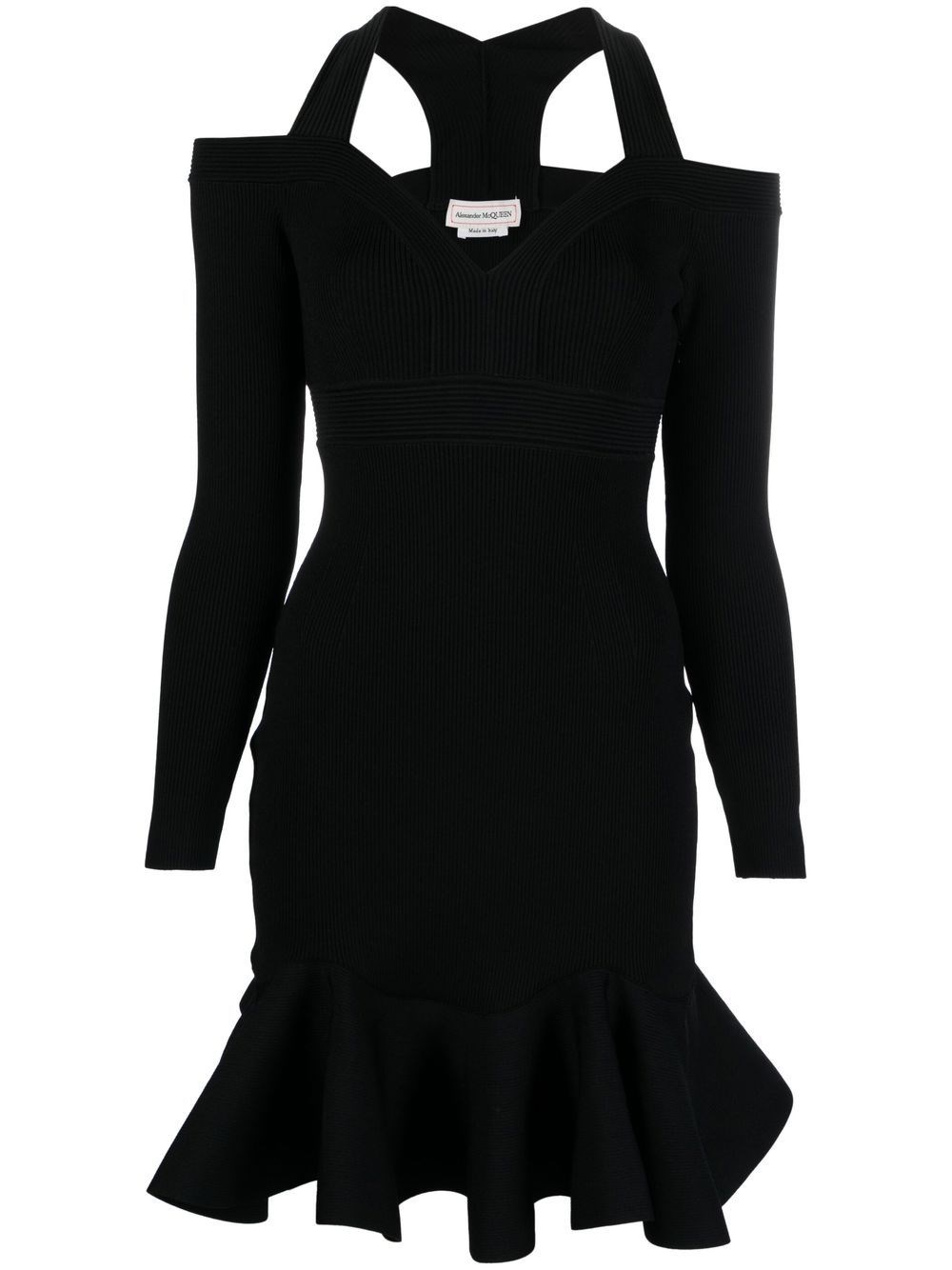 Alexander Mcqueen Alexander Mc Queen Off Shoulder Mini Dress In Nero